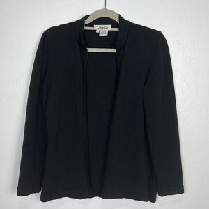 Toula Vintage Black Wool Blend Open Front Cardigan Sweater Size 6